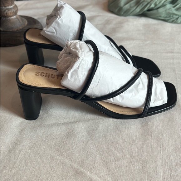 Schutz Black Strappy Square Toe Heeled Sandals • Black Heels • NEW • Dust Bag - Picture 13 of 14